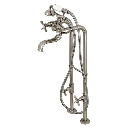 Kingston Brass CCK246K8 Freestanding Clawfoot Tub Faucet Package with Supply Line, Brushed Nickel CCK246K8